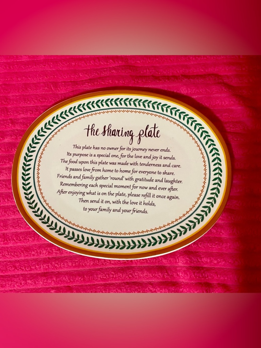 The Sharing Plate Decorative Serving Platter - Cream with Green Laurel